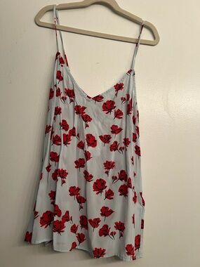 Equipment Light Blue Camisole with Red Floral Print